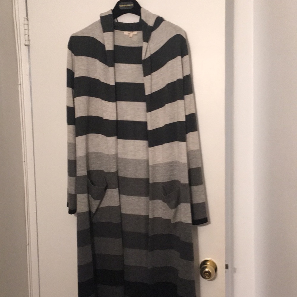 Long cardigan 3 color strip